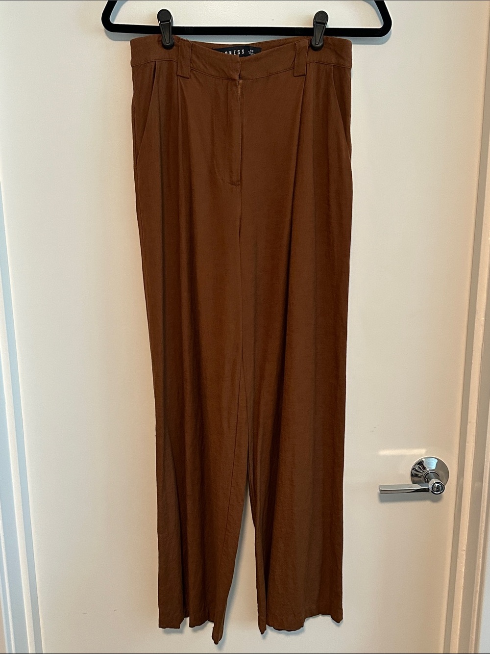 Lioness La Quinta Brown Linen Blend wide leg pants